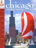 Chicago Visitors Guide cover with boat- red and white spinnaker and Sears Tower